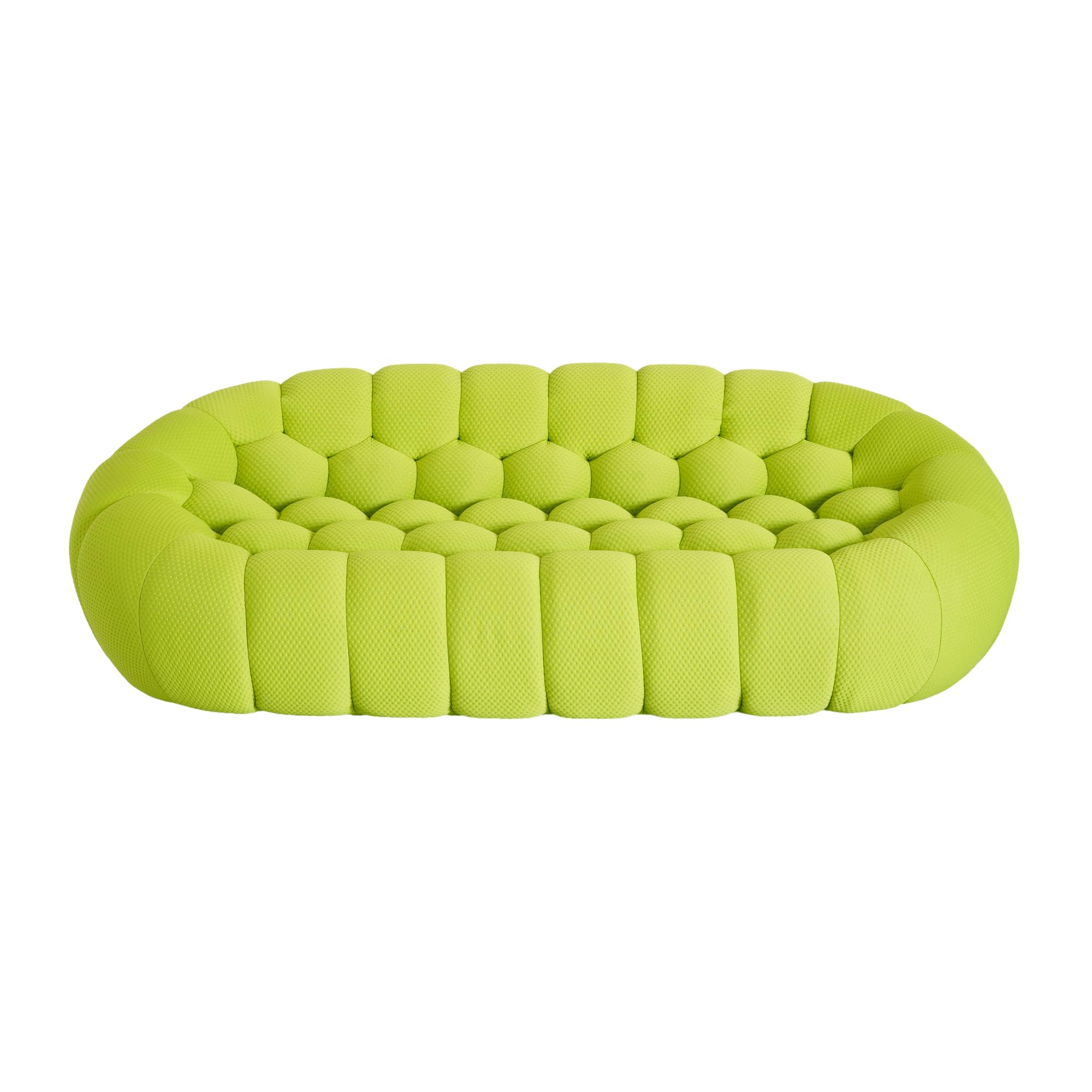 Bubble Couch, Modern Curved Couch, Memory Foam Round Lazy Floor Sofa, 3D Honeycomb Bubble Sofa Curved Sofas for Living Room (Fluorescent Green, 98.43")