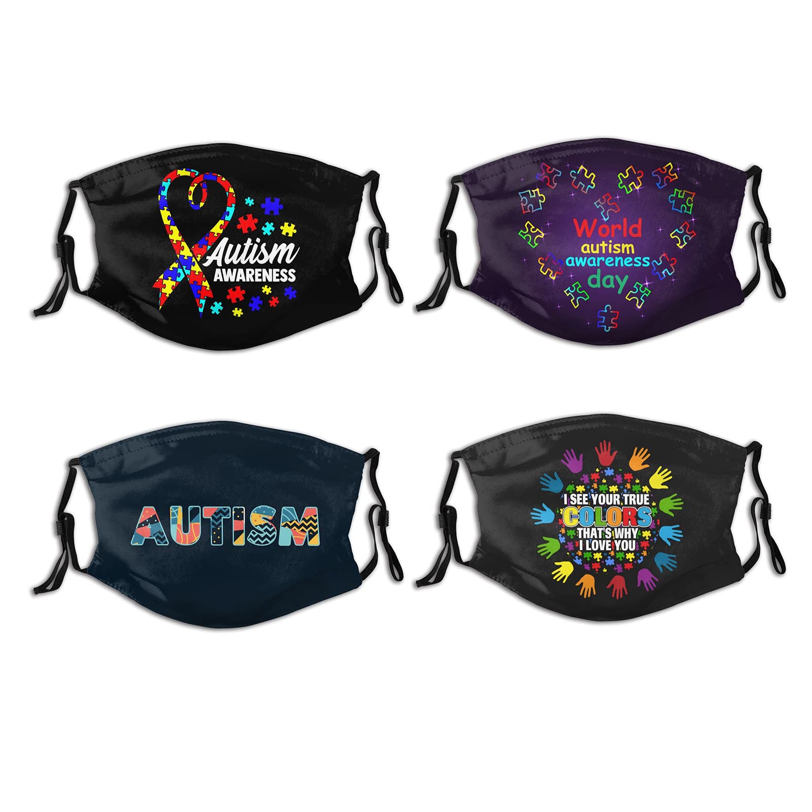 4 Pcs Face Mask With Filter Pocket Reusable Washable Breathable Anti-Dust Wind Sun-Proof Fashion Balaclava For Adult