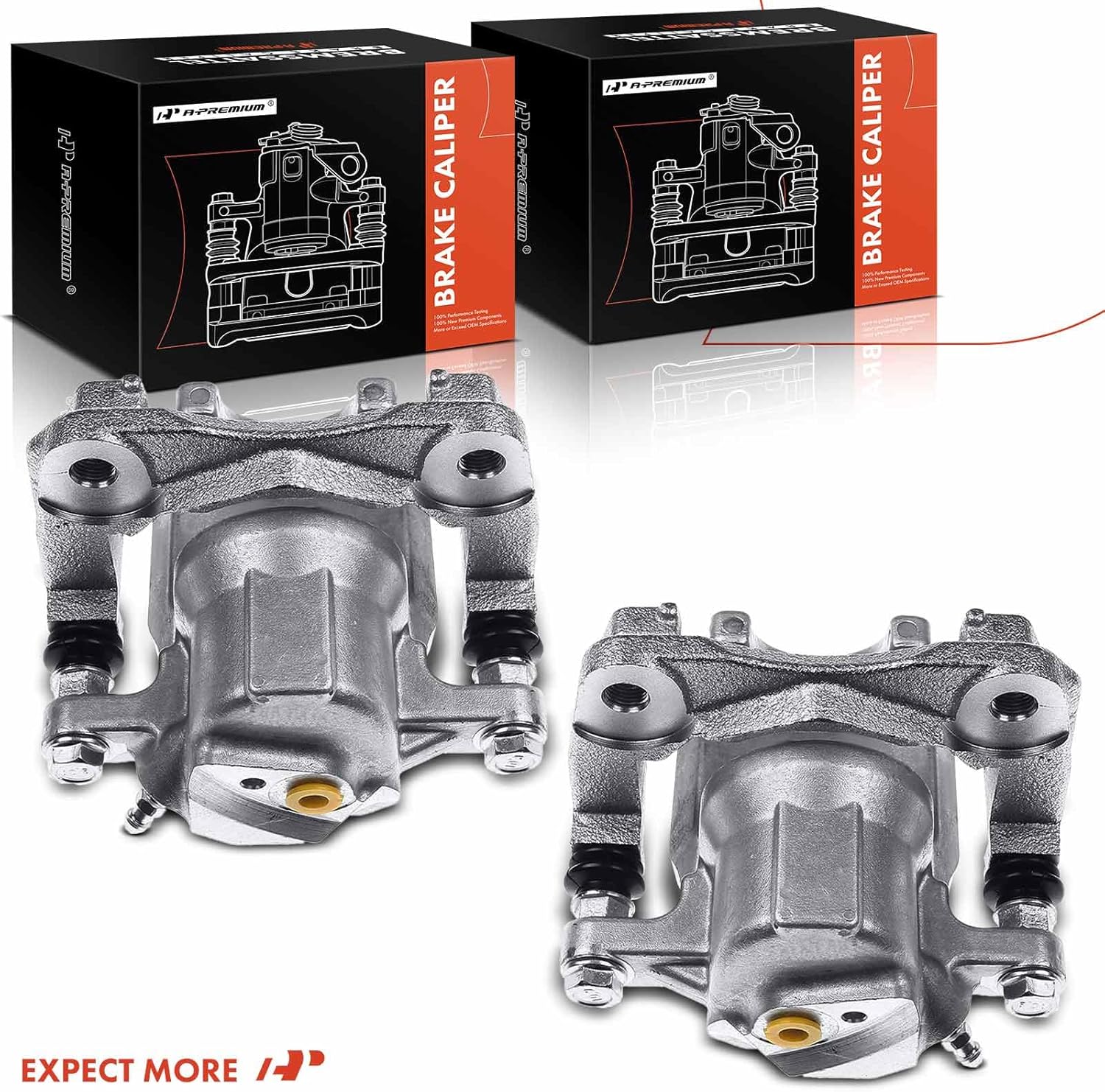 A-Premium Disc Brake Caliper Assembly with Bracket Compatible with Select Toyota Models - RAV4 2012 2013 2014 2015 2016 2017 2018 - Rear Driver and Passenegr Side, 2-PC Set