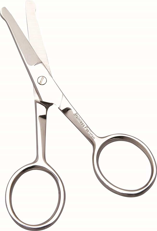 Marco Boni Tesoura Profissional Para Pelos De Bigode E Nariz Ponta Arredondada Aço Inox 1742B 1 Unidade