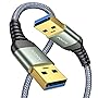 AINOPE USB to USB Cable, USB 3.0 A to A Male to Male Cable [Never Rupture] Double End Type A Cord Compatible with Hard Drive Enclosures, KVM, DVD Player, TV, Laptop Cooler,6.6Ft/Grey, 1 Pack