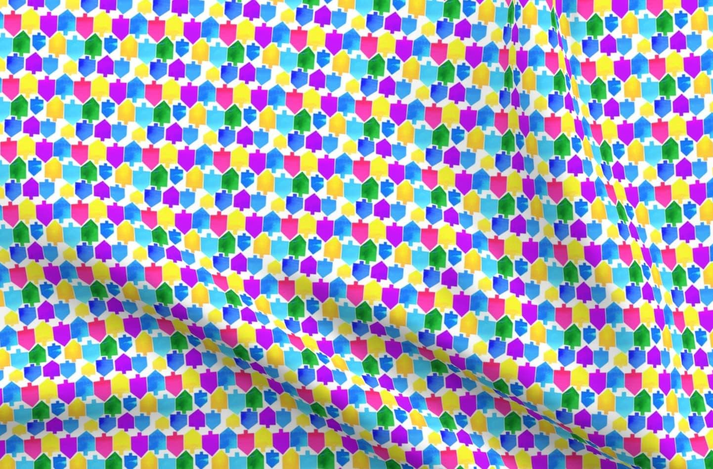 Spoonflower Fabric - Mosaic Hanukkah Holiday Love Peace Festival Celebration Folk Christmas Printed on Organic Cotton Sateen Fabric by The Yard - Sewing Quilting Apparel Home Decor
