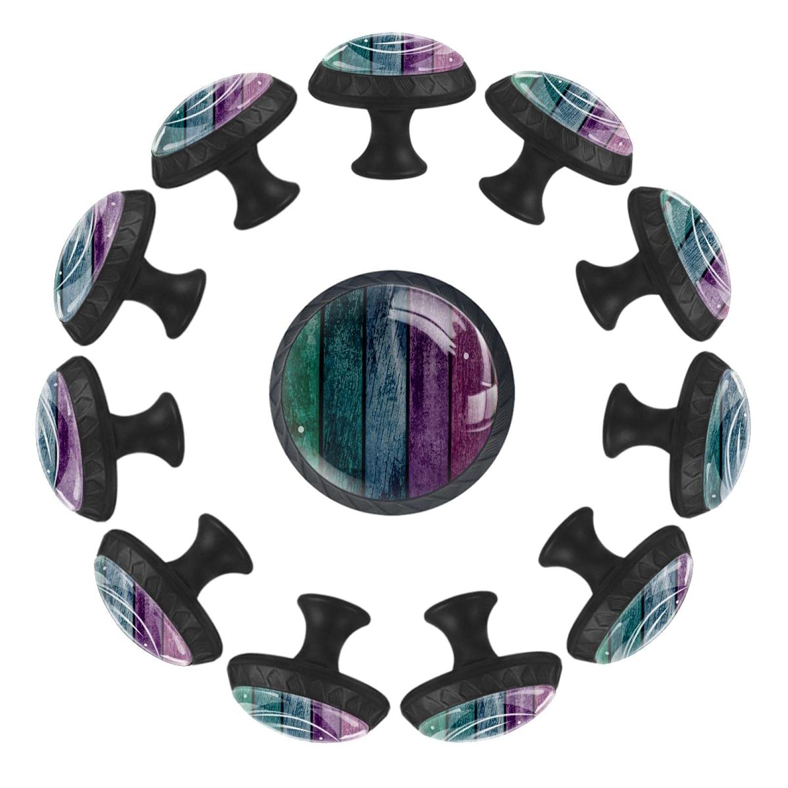 TBOUOBT Confezione da 12 pomelli per mobili, pomelli per comò, pomelli per cassetti, pomelli per mobili da cucina, pomelli per armadi e cassetti,Tavola Di Legno Colorata Retrò