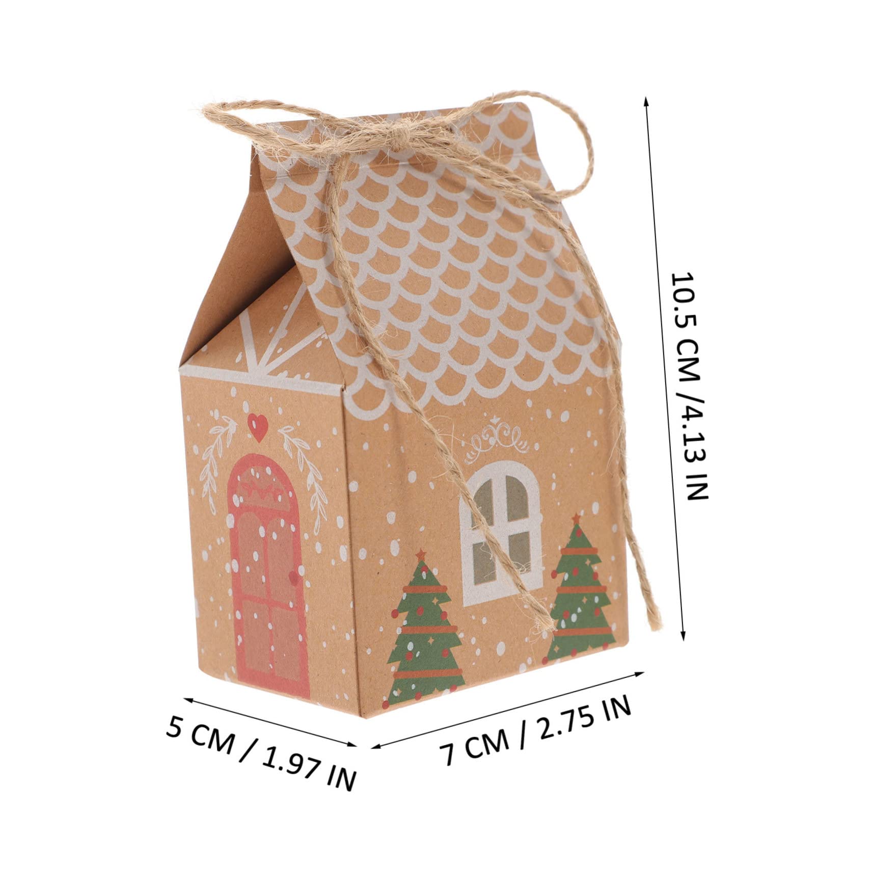 SEWOART 50satz Geschenkverpackungsboxen Hausform aus Kraftpapier Anhängern und Kordeln für Pralinen Weihnachtskekse und Kleine Geschenke