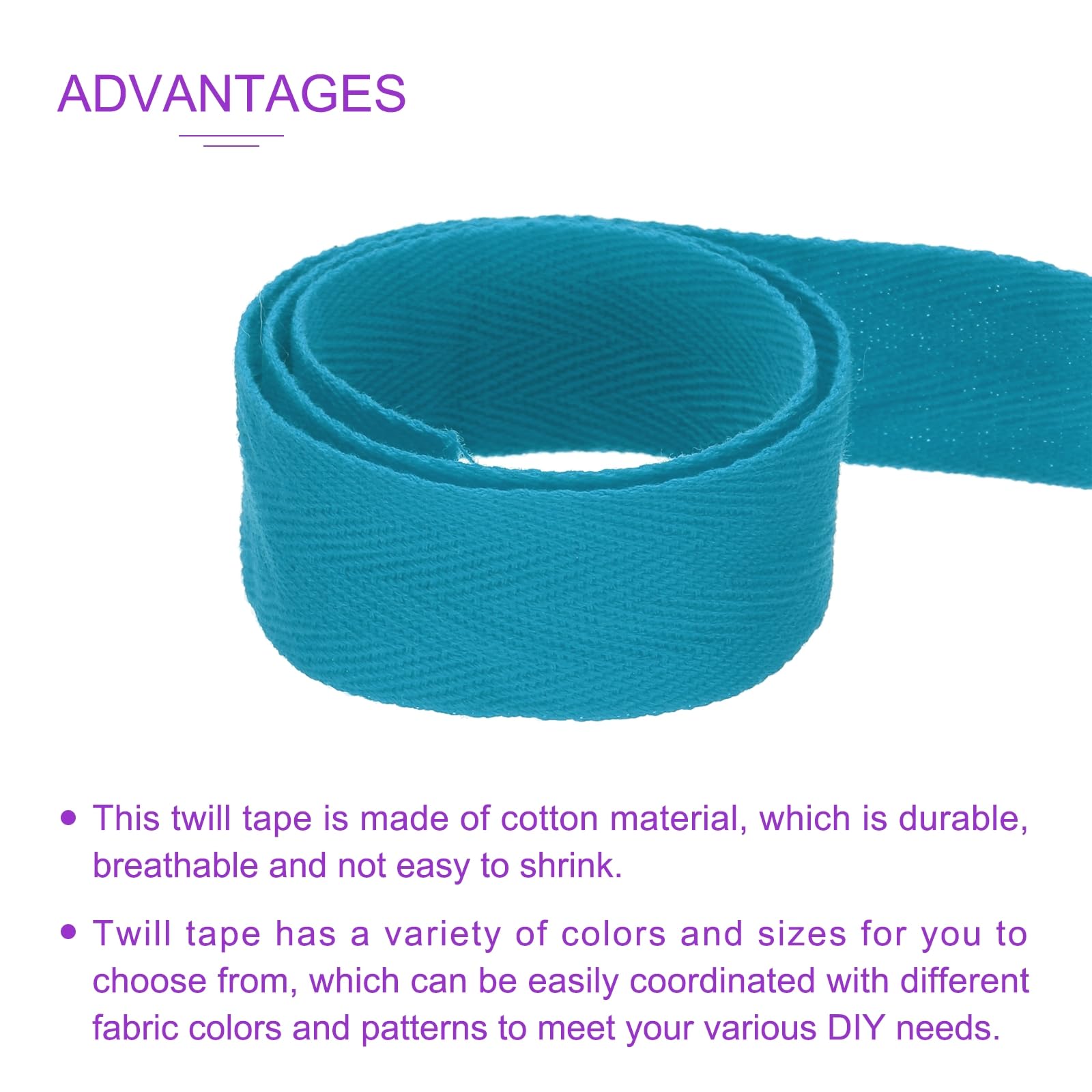 DMiotech 1.2"(3cm) 10 Yards Cotton Twill Tape Cotton Ribbons Bias Binding Tape Herringbone Tape Ribbons Blue for DIY Crafts Making Clothes - Image 4