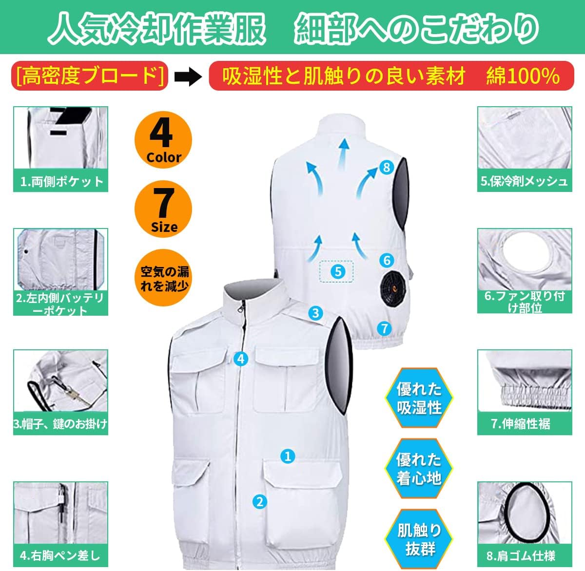 AIDAMAI] ファン付き作業服 22V高出力 ファンバッテリーセット 互換品