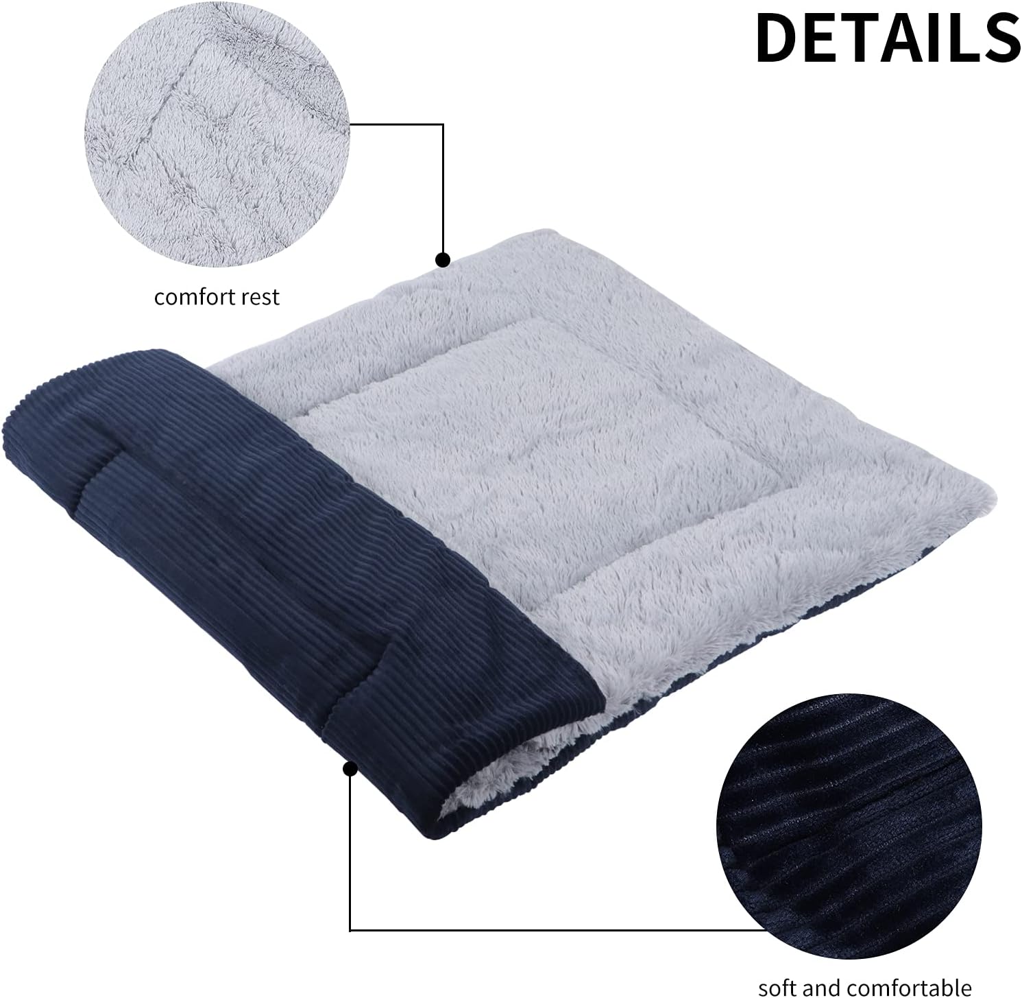 Vejaoo Dog Bed Mat Washable Cat Cushion Soft Premium Plush Dogs Mattress Sofa Dual Purpose Clearance for Small/Medium/Large Dog XZ014 (M(75 * 50CM) - Image 5