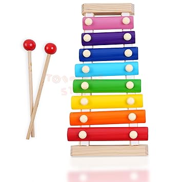 TODDLER'S STEP Wooden Xylophone (8 Notes) | Wooden Musical Instrument Piano Toy | Educational Toy for Babies and Toddlers 6 Months to 1+ Year Old - image, photos