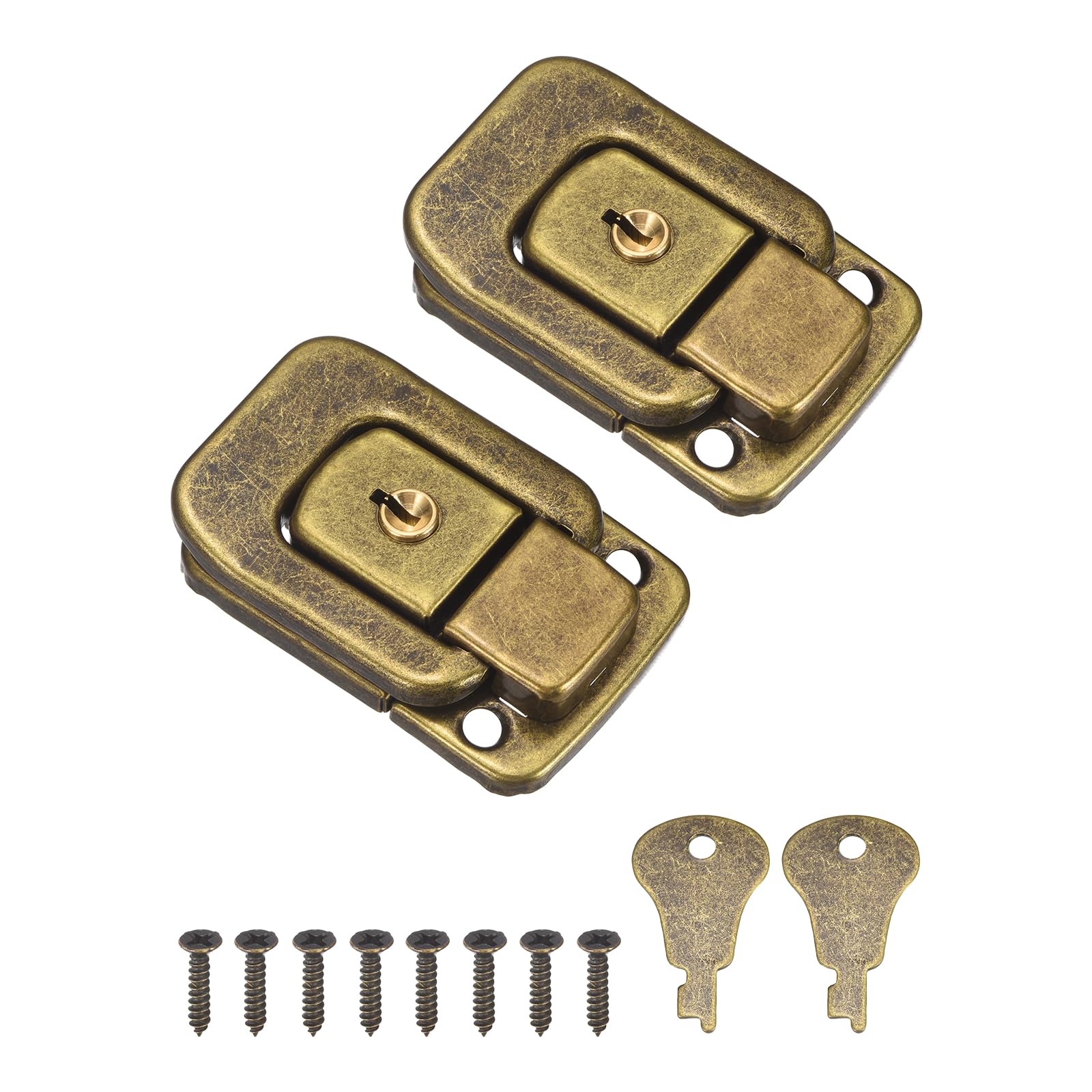 PATIKIL Suitcase Lock Hasp Set (Bronze) (2Pcs) Decorative Metal Toggle Catch Latch with Screw and Key Suit for - Suitcase/Jewelry Boxes/Wooden Case/Luggage