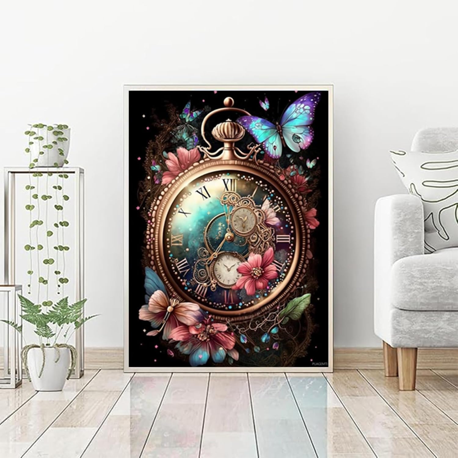 PUAGEMTI 5D Adult Diamond Painting Kits, Starry Night Dream Clock Diamond Painting Decorations, for Beginner DIY Room Decor Wall Decor or Gift Giving 12x16 Inch
