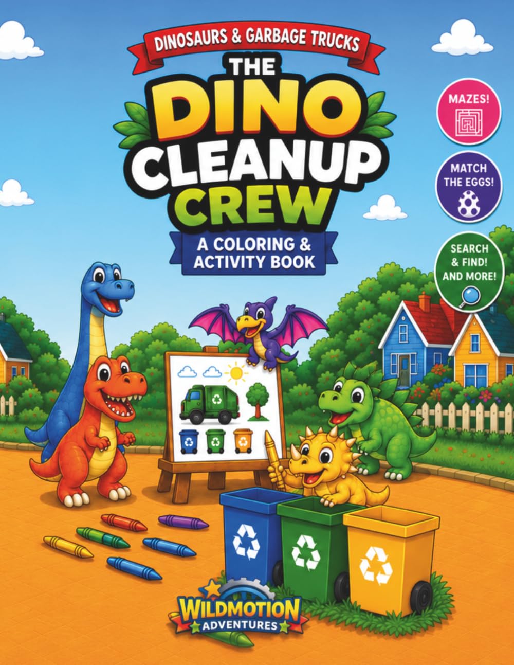 The Dino Cleanup Crew Coloring & Activity Book: Fun Activities & Coloring Pages for Kids Ages 4-8 (WildMotion Adventures)