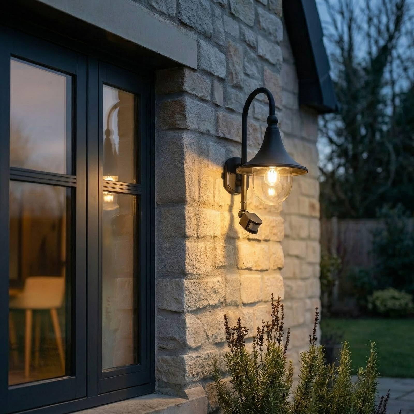 Lindby Applique extérieure Daphne à intensité variable (Moderne) en Noir Aluminium (1 lampe,à E27), pour mur extérieur/façade de maison terrasse und balcon