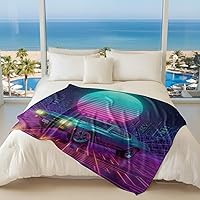 Vista 5 de Cyber Synthwave GTO Neon Retro Flannel Blanket, Super Soft Cozy Bed Throw, Versatile Throw Blanket for Bedroom & Sofa Decor (04,30 x 40in)