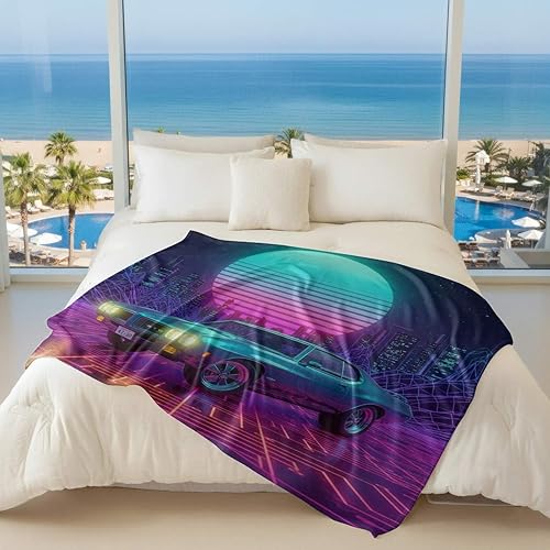 Miniatura 5 de Cyber Synthwave GTO Neon Retro Flannel Blanket, Super Soft Cozy Bed Throw, Versatile Throw Blanket for Bedroom & Sofa Decor (04,40 x 60in)
