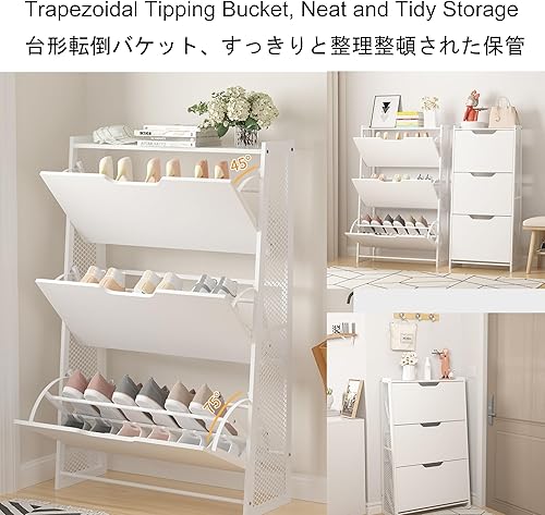 Miniatura 6 de Armario de almacenamiento delgado para la entrada de zapatos, armario organizador de zapatos oculto, armario estrecho blanco con puertas, zapatero