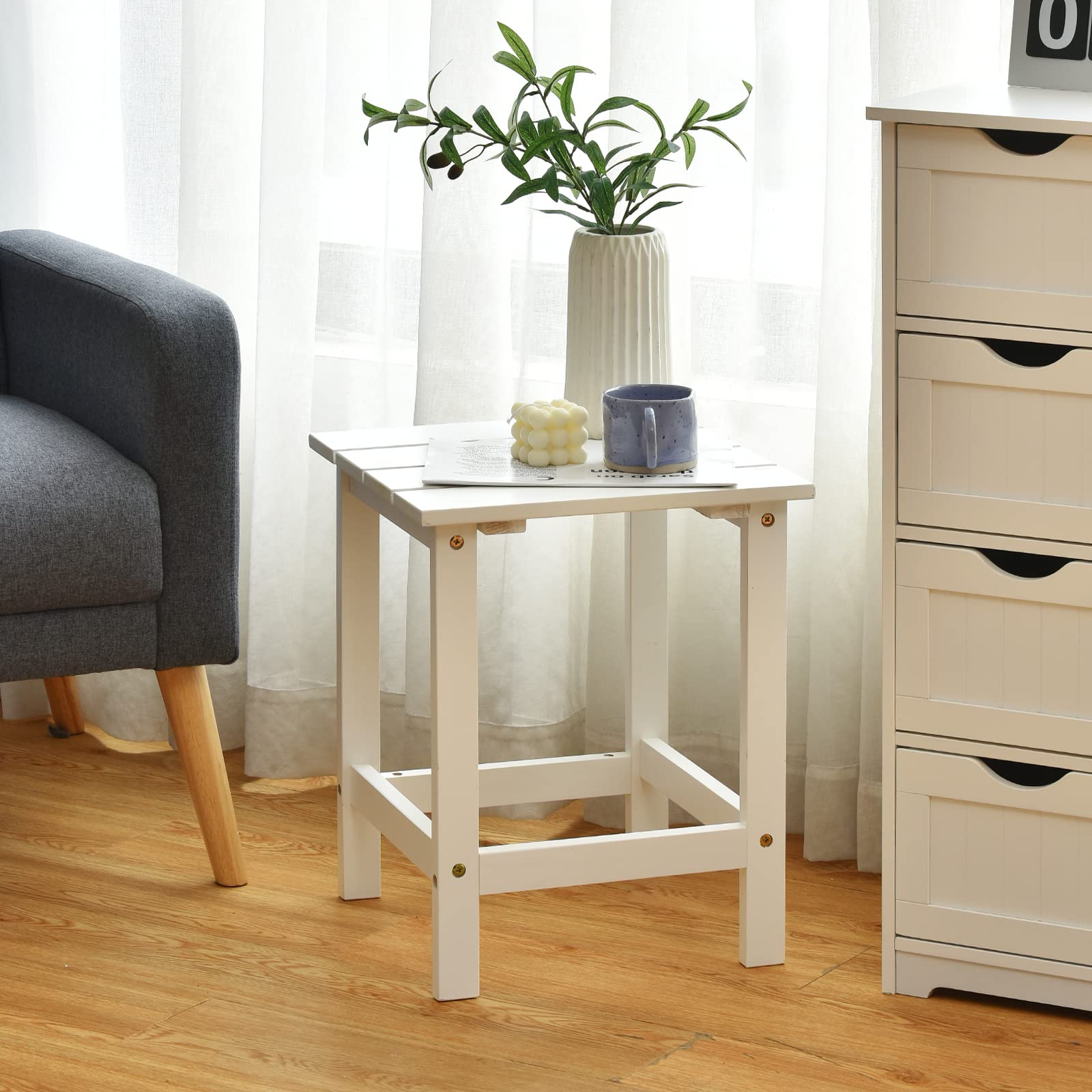 Table D'appoint Carrée En Acacia Massif - 45x45x40,5 Cm, Pour Intérieur Et Extérieur