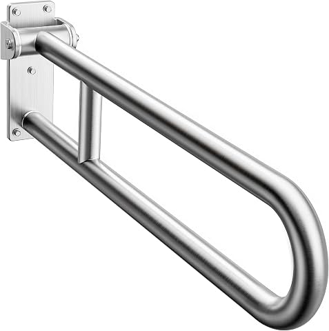 Toilet Grab Bar, 30-inch Flip Up Foldable Bathroom Safety Handrail, Wall Mounted