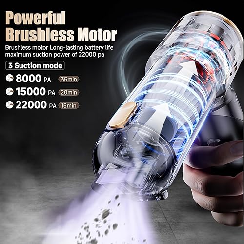 Miniatura 2 de Aspiradora portátil inalámbrica de 21000 PA de alta potencia, mini aspiradora 4 en 1, plumero de aire comprimido y soplador de aire y bomba de mano
