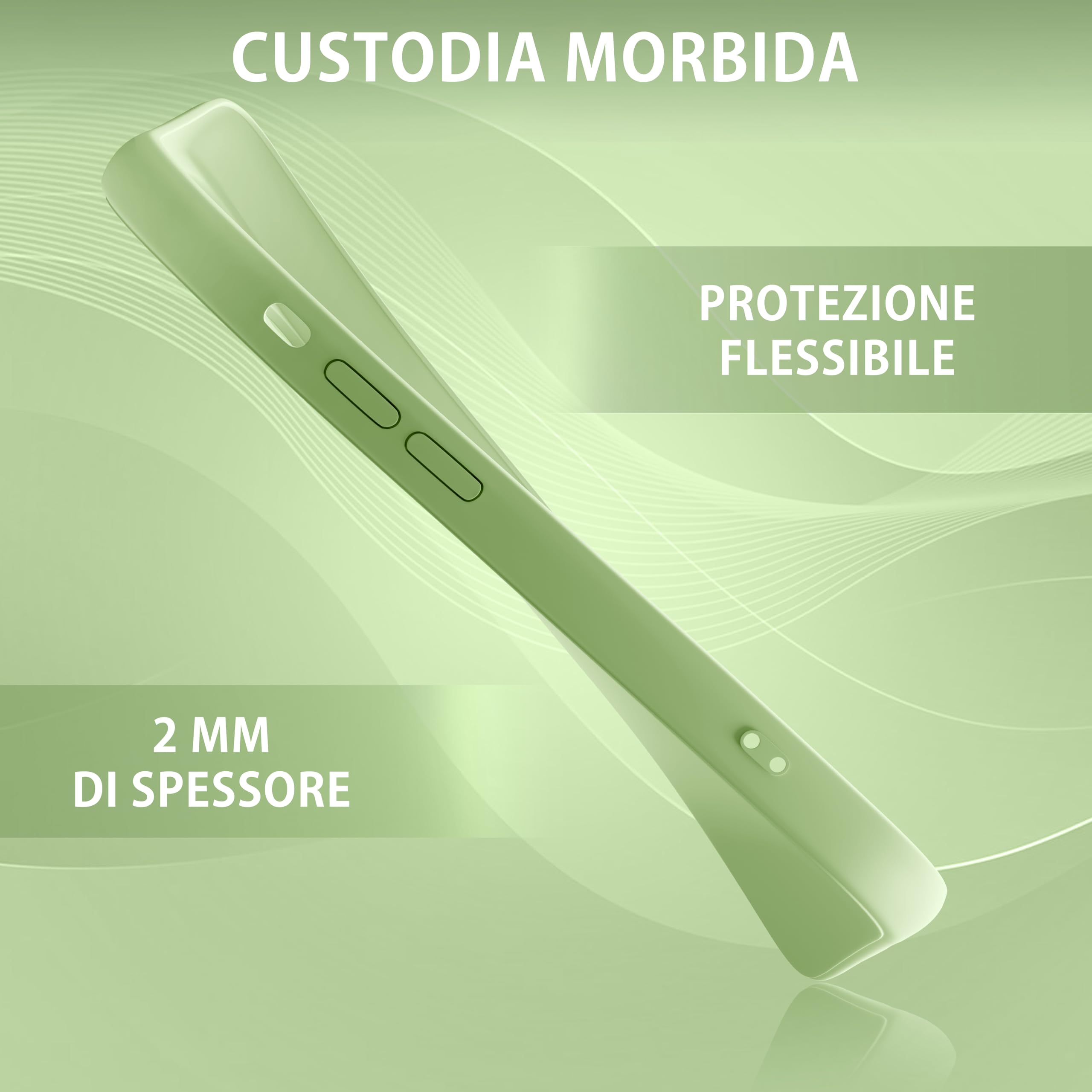 MyGadget Cover Per IPhone 15 – Custodia In Silicone Morbido Verde Oliva, Antiscivolo E Antiurto
