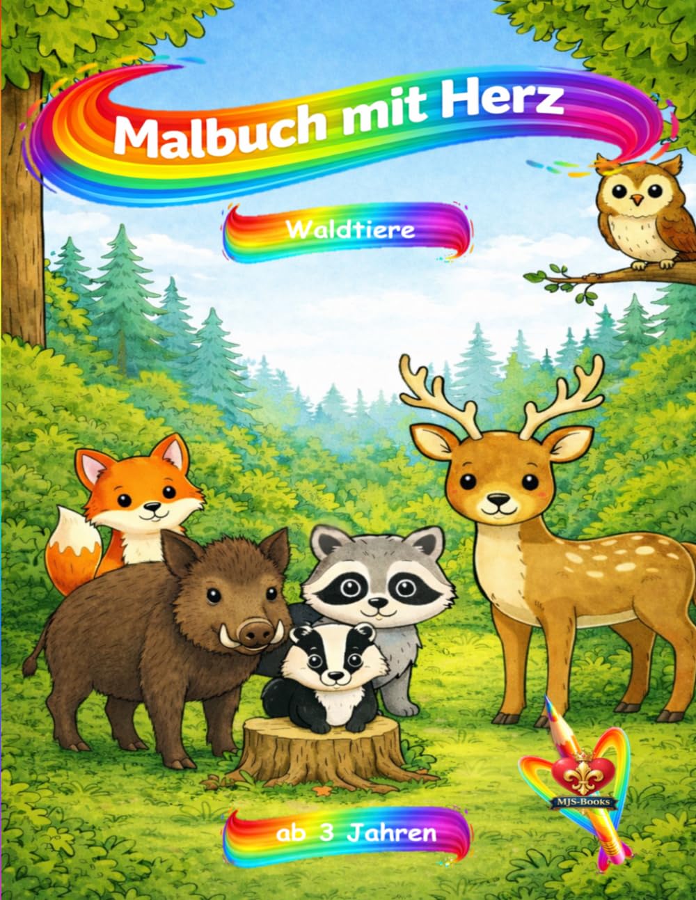 Malbuch mit Herz - Waldtiere: ab 3 Jahre