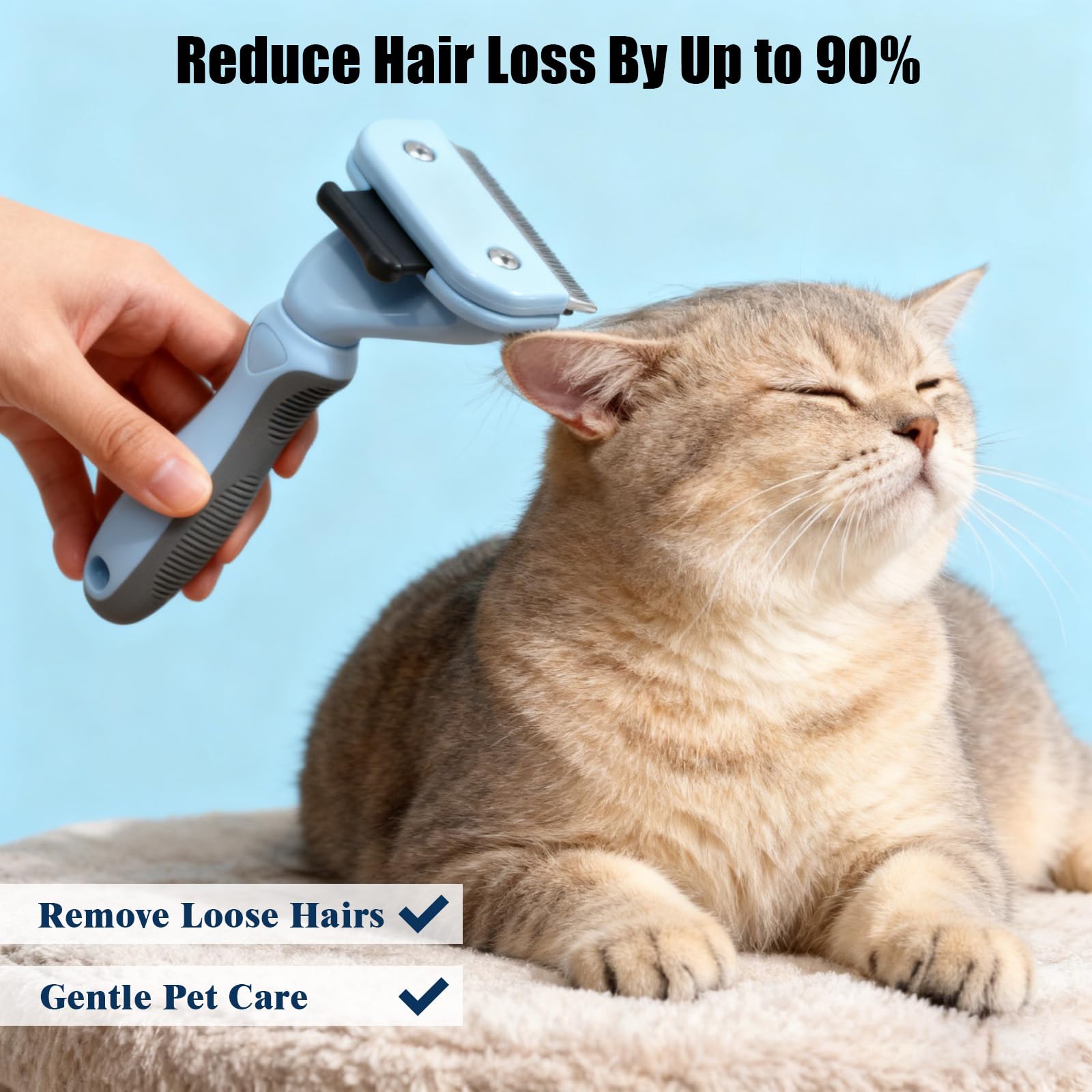 Brosse pour Chat, Brosse Chien, Brosses Chien Poil Court, Brosses Chat Poil Long, Nettoyage en un Clic, Adapté pour Chats Cheveux Courts et Longs, Bleu