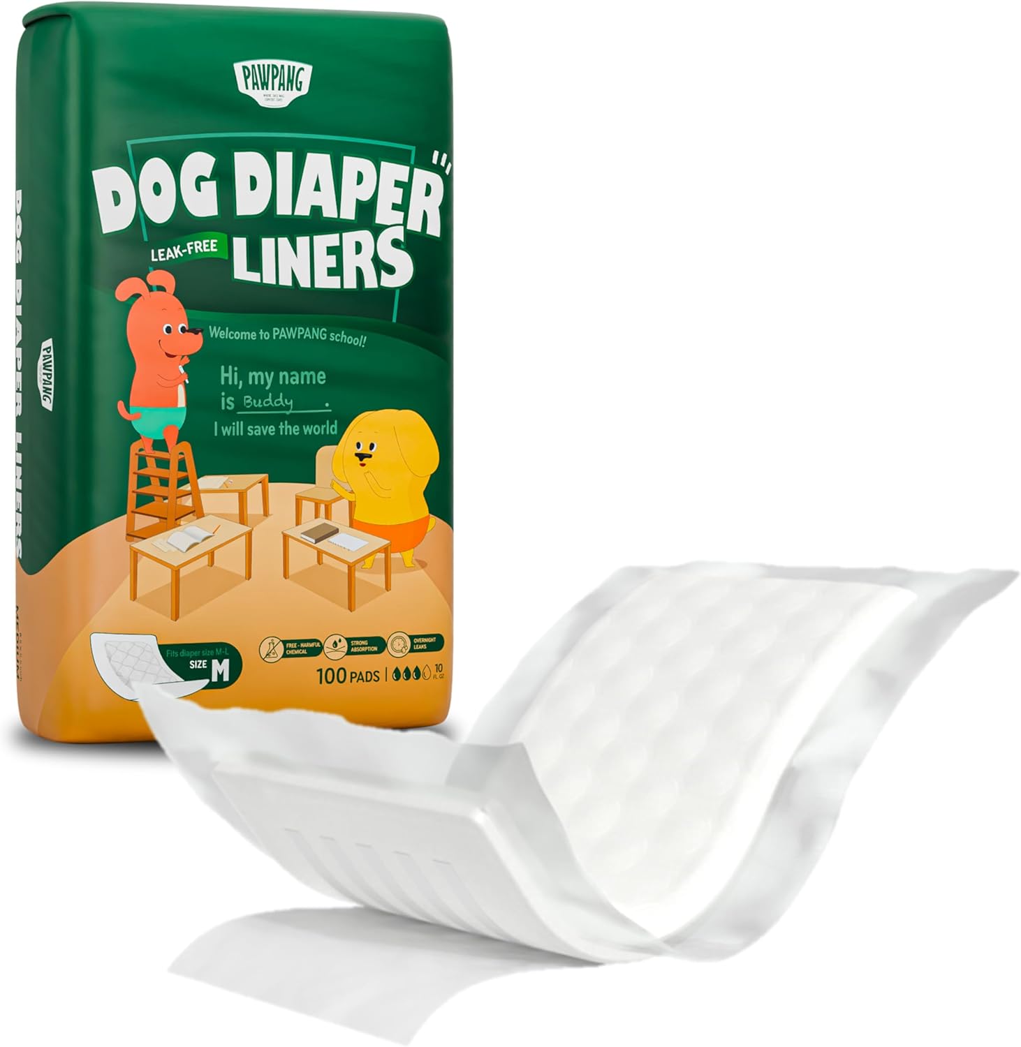 Disposable Canine Diaper Liners Booster Pads for Male & Feminine Canine, 100ct, 4 Sizes Choices, Doggie Diaper Inserts match Most Kinds of Canine Diapers – Pet Stomach Bands & Male Wraps (Medium (100 ct))