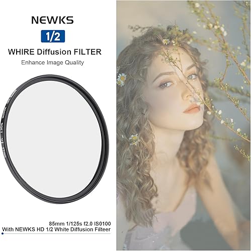 Vista 17 de NEWKS Filtro de efecto cinematográfico de ensueño de niebla de 1/4 de difusión blanca suave de 3.228 in, vidrio óptico HD para fotografía