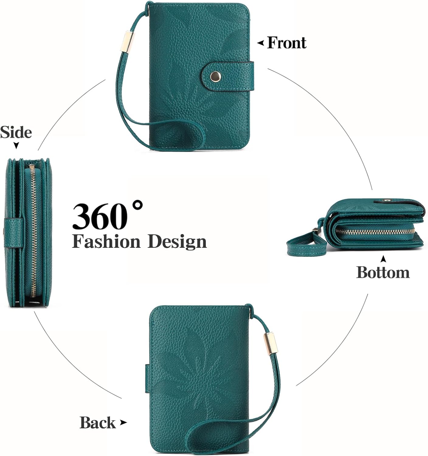 GAEKEAO Small Wallets Woman RFID Blocking Leather Wristlet Purse Bifold Ladies Wallet Credit Card Holder with ID Window - Image 4