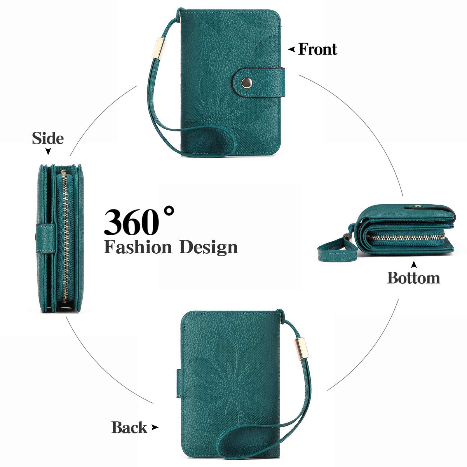 GAEKEAO Portefeuille Femme Cuir Petit Porte Monnaie Femmes RFID Blocage Court Portefeuilles avec Fermeture éclair Poche à Monnaie