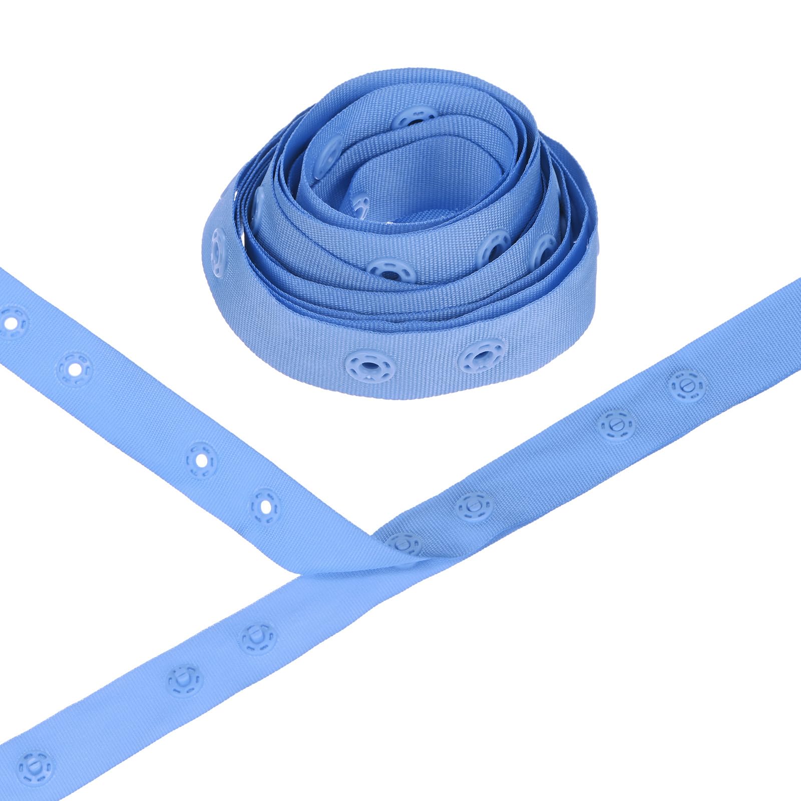 M METERXITY Plastic Snap Buttons, 2 Yards Plastic Snaps, Polyester Tape Hook & Eye Zipper Popper Press Stud Fastener for Sewing/Clothes/Fabric/DIY Craft [Blue, 36mm Spacing]