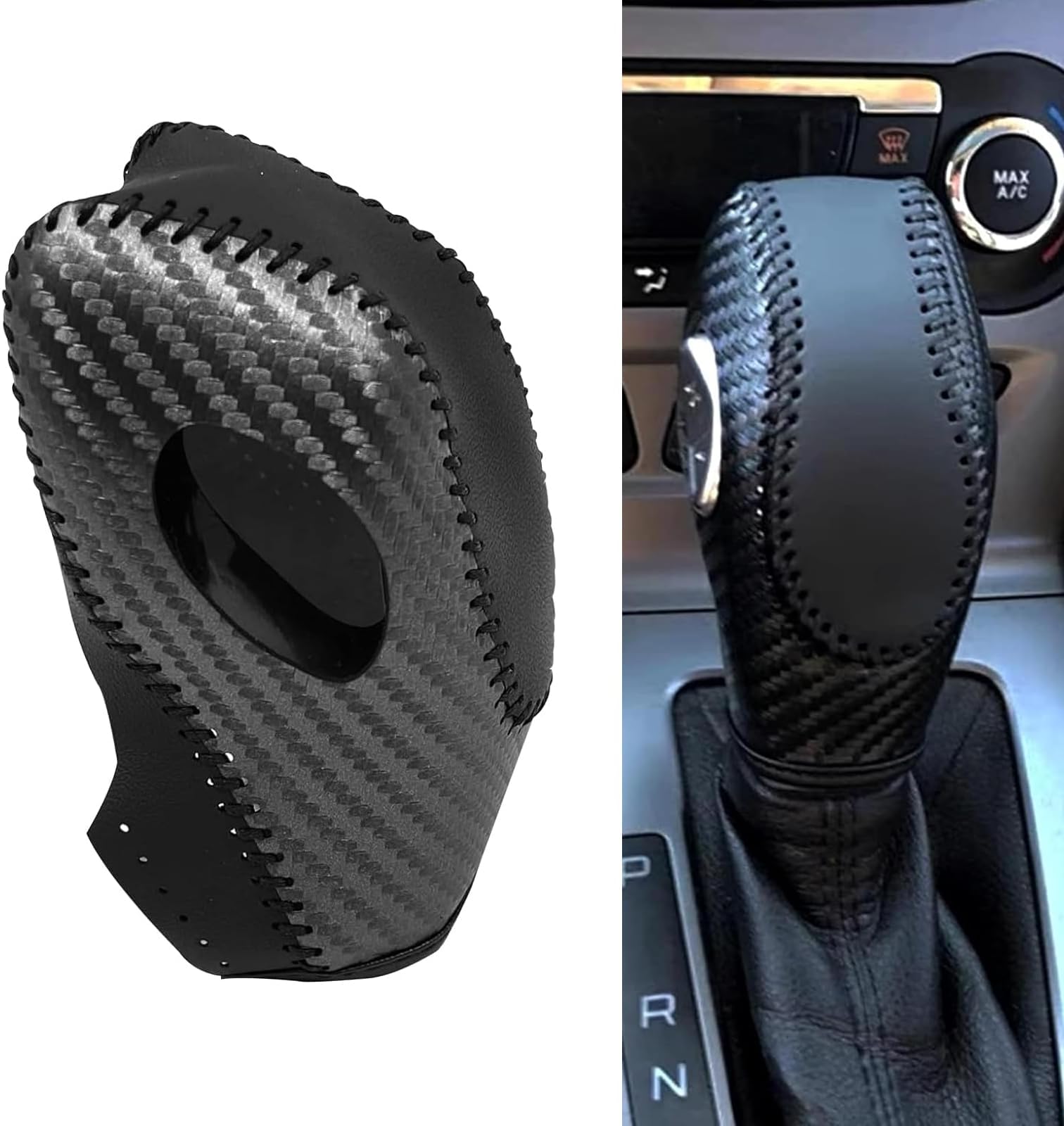 Pack-1 Car Gear Shift Knob Cover, Shift Knob Protector, Durable Automobile Interior Accessories, Compatible with Ford Mondeo Escape Focus (Black)