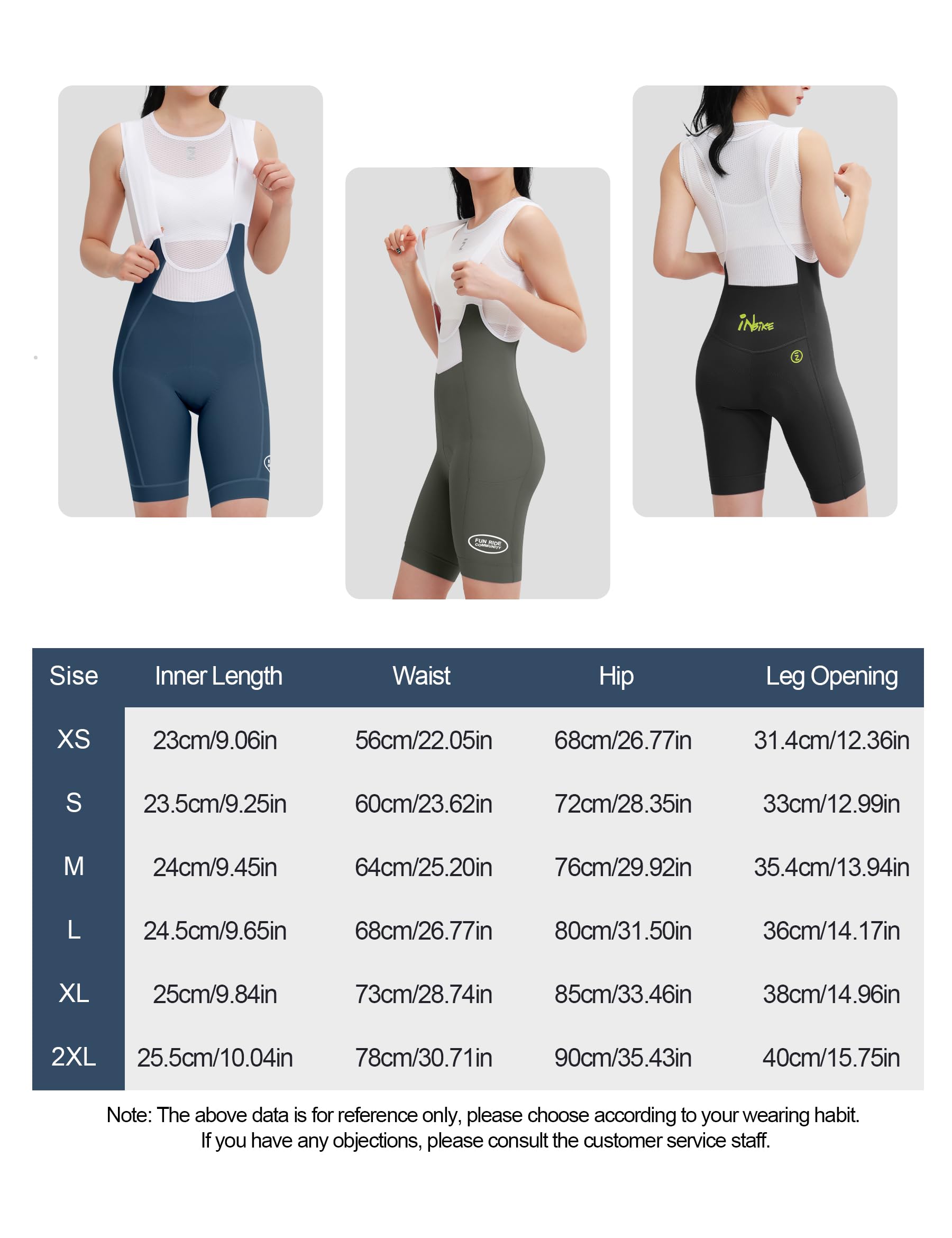 INBIKE Short de Cyclisme Femme avec Bretelles Cuissard Respirant Anti-Frottement Tissu Élastique 3D Poches Latérales pour Vélo de Route VTT Taille S-XXL