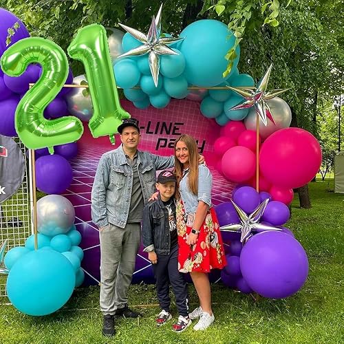 Miniatura 3 de TONIFUL Globos grandes de 40 pulgadas con números verdes número 21 dígitos 21, globos de helio, globos de aluminio de Mylar con números grandes para
