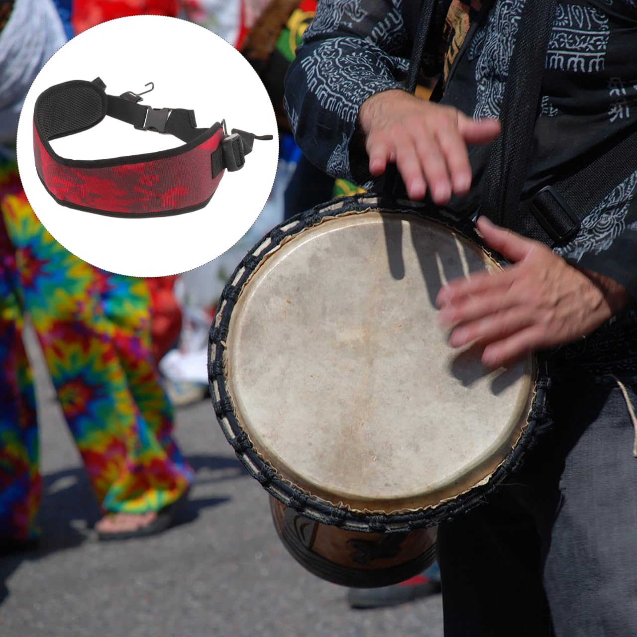 ifundom Correa Ajustable Para Djembe Cinturón De Percusión Con Gancho Metálico Resistente Para Actuaciones Y Desfiles