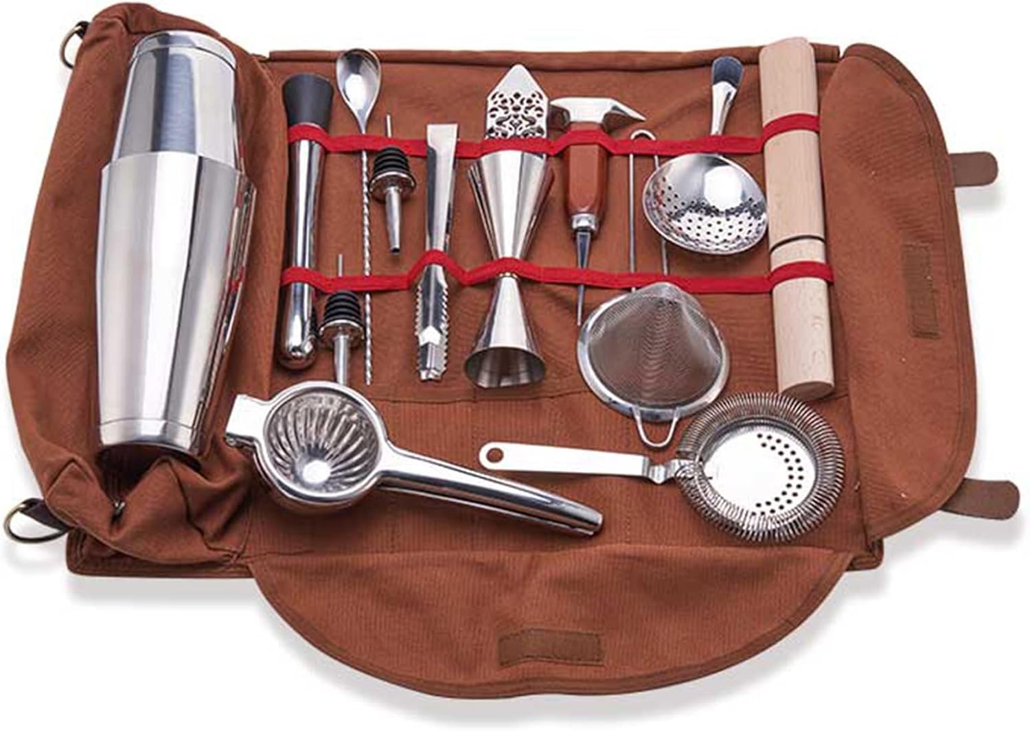 Amazon｜カクテルシェーカー カクテルシェーカーセットバーツール、15個バーテンダーキットステンレススチールドリンクミキサーポータブル