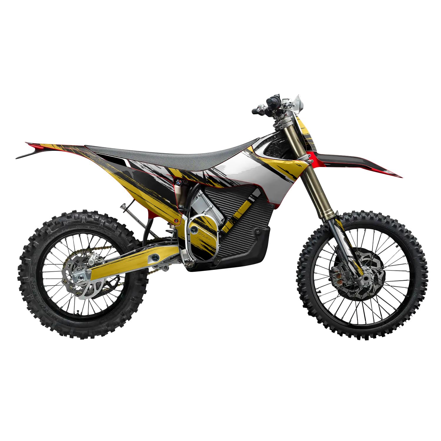 Stark Varg MX 2023-2025 Graphics Kit Wrap - Grunge Stripe Yellow - Varg MX Skin - Premium 3M Vinyl Protective Wrap Decal Cover - Easy to Apply | Crafted in The USA by MightySkins