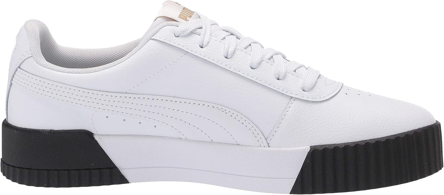 PUMA womens Carina Sneaker, Puma White-puma White-puma Black, 11 US