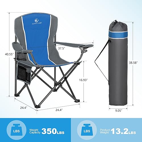 Miniatura 2 de LET'S CAMP Silla de camping plegable de gran tamaño para exteriores, paquete de 2 sillas resistentes con soporte para tazas y bolsa de