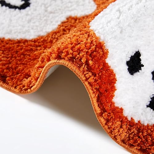 Miniatura 5 de Estmy Bonita alfombra de baño de fantasma naranja, antideslizante, lavable a máquina, de 16 x 24 pulgadas, espeluznante y divertida alfombra de baño
