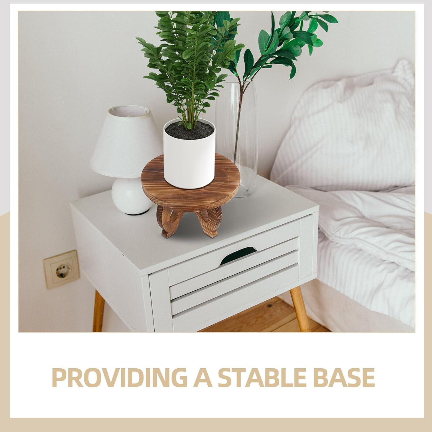 Wood Pedestal Plant Stand round Display Riser for Flower Pots Indoor Decorative Wooden Plant Holder Suitable for Home and Office Gardening