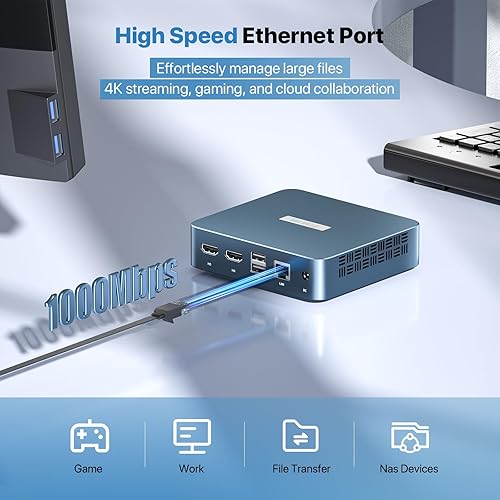 Miniatura 6 de PELADN Mini PC WI-6, Intel 12 generación Alder Lake - N95(hasta 3.4 GHz), 16 GB DDR4 RAM 512 GB M.2 PCIe SSD, soporte para computadora de escritorio