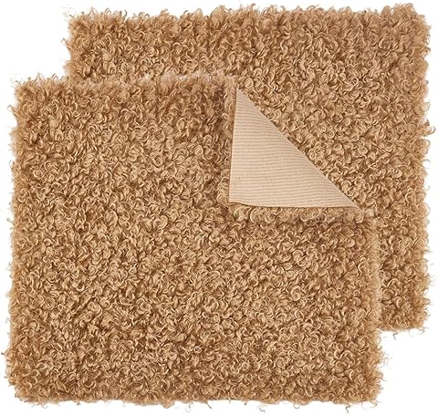 PH PandaHall 2 telas de felpa rizadas marrones de lana mullida, tela de forro polar sherpa, manualidades para costura, disfraces, almohadas, mantas, manualidades, 43 x 38 cm