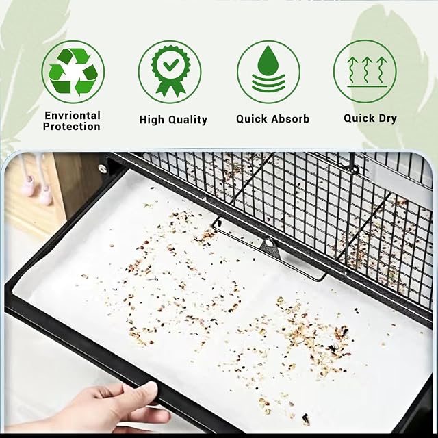 Foto 4 de 8 de ZIQON 120 piezas de papel para jaula de pájaros, forros de papel desechables para jaulas, precortados