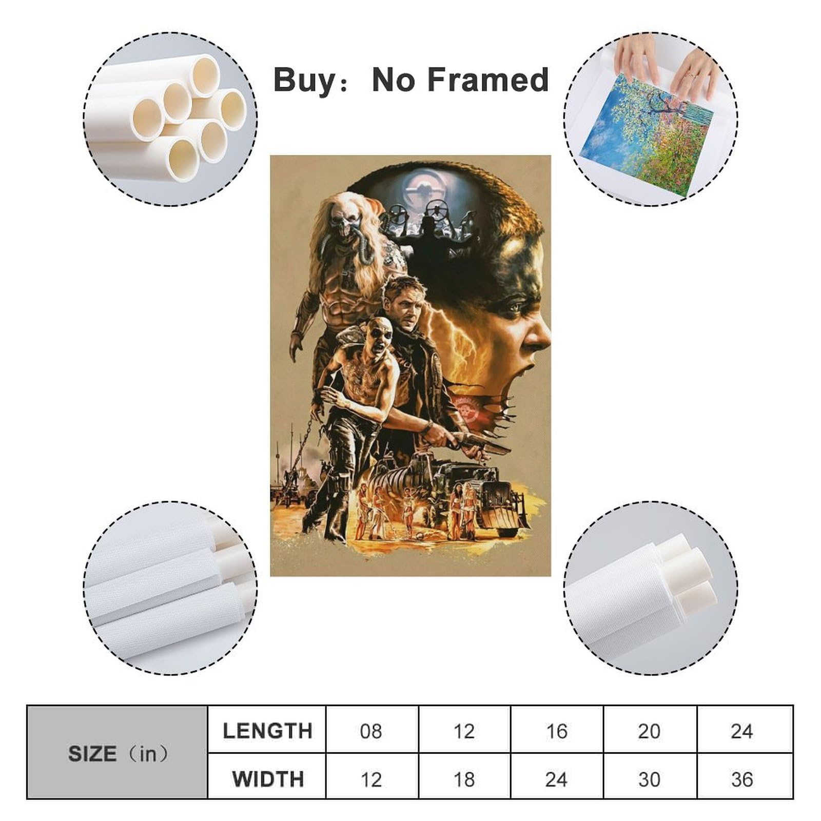 KSAIRHNRHRG Mad Max Poster muurkunst cover kamer vintage esthetische poster decoratief schilderij voor woonkamer slaapkamer elegante poster 50 x 75 cm zonder frame