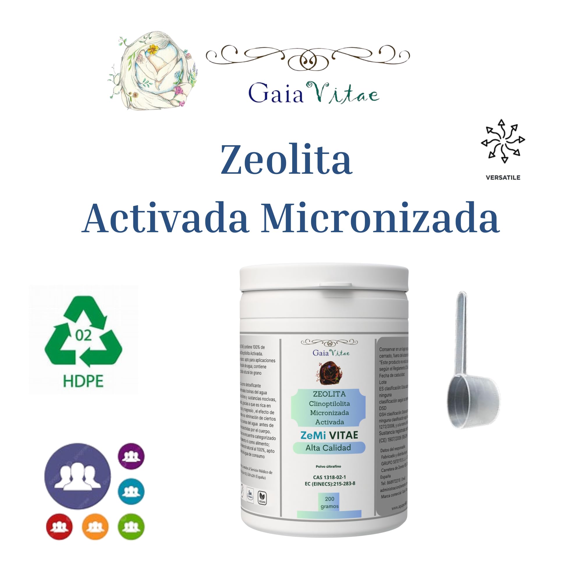 Gaia VITAE® Zéolite Clinoptilolite micronisée activée - Poudre ultra-fine < 20 µm - 100% naturelle - Haute pureté - 200 g / 400 g