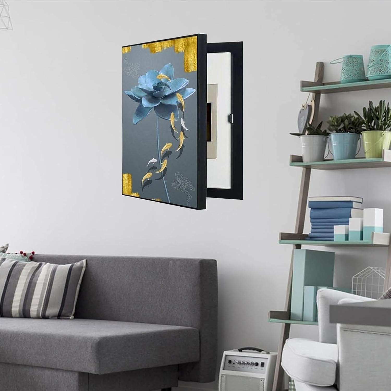 Wall Mounted Breaker Box Cover Decorative, Hidden Circuit Breaker Panel Fuse Box Cover Cabinet with Flip-top Door, Panel Breaker Cover for Living Room Wall Art(Color 2,60X80CM/23.6x31.5in)