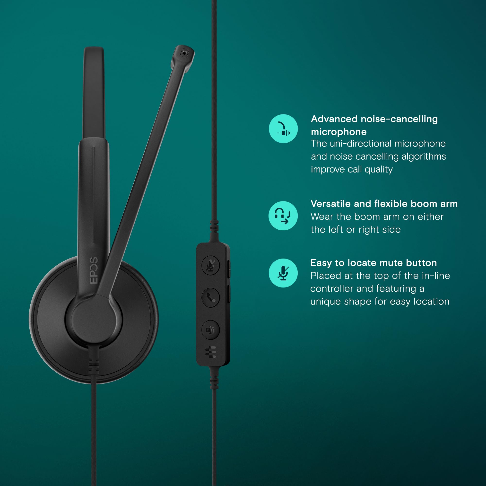 EPOS IMPACT 100 MS Mono USB-C+A zestaw słuchawkowy z mikrofonem, certyfikat Microsoft Teams, redukcja szumów, lekki, miękki silikonowy wspornik boczny, adapter USB, sterowanie połączeniami, UC do