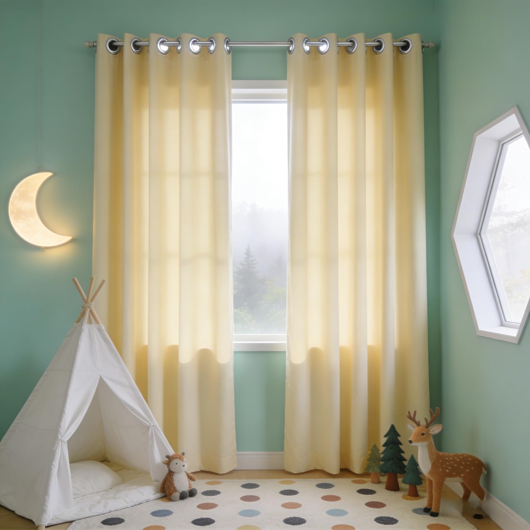 Rideaux occultants 110x115 anti-bruit et isolant thermique crème pour fenêtre