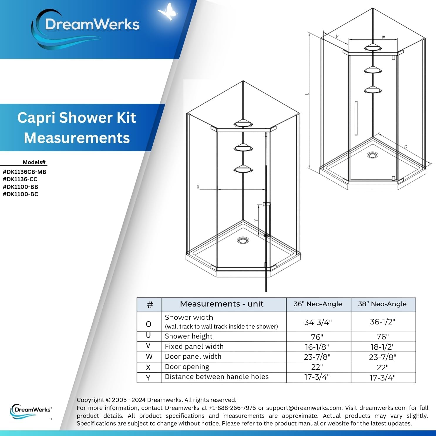 Capri 38 in. W x 38 in. D x 79 in. H Neo Angle Corner Shower Enclosure in Black Finish, 1/4 in.Clear Glass Pivot Shower Door Kit (Black, 38 x 38 x 79)