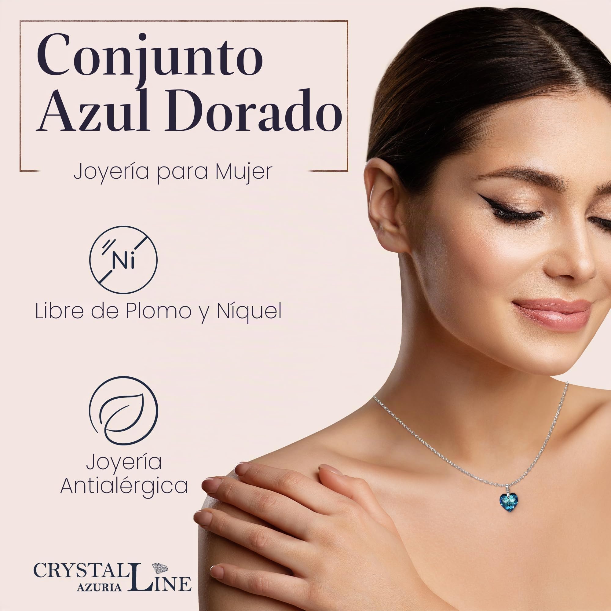 Crystalline Azuria Plata de Ley 925 Collar con Colgante Amor Corazón Collars para Mujeres y Niñas con Cristales 45cm